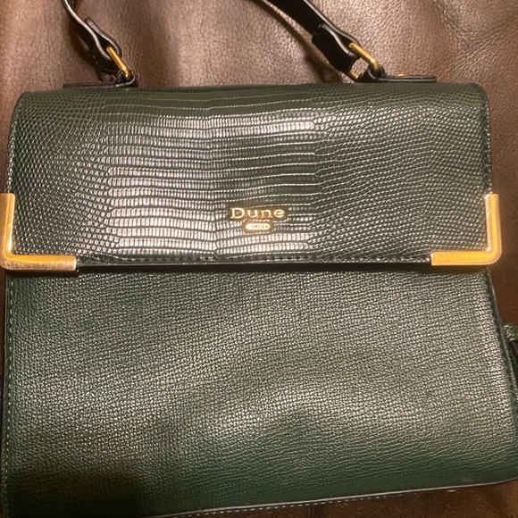 Dune London Handbags - Dune London Forest Green Shoulder Bag with Gold Accents